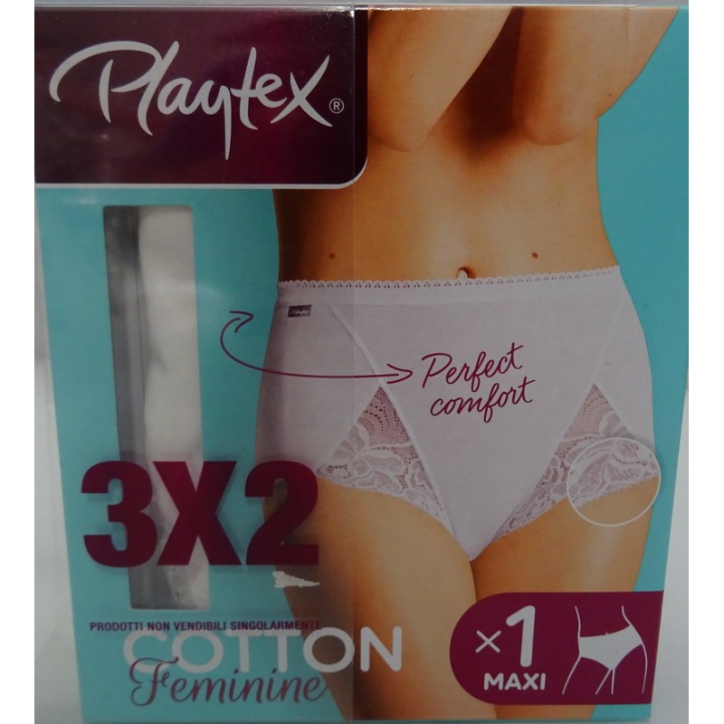 Slip donna PLAYTEX cotton feminine maxi, p00bu CONFEZIONE DA 3 PAIA